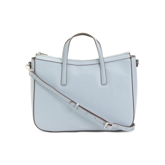 RADLEY LONDON Smoke Blue Leather Long Ford Lane Medium Zip Top Grab Satchel - Picture 1 of 2